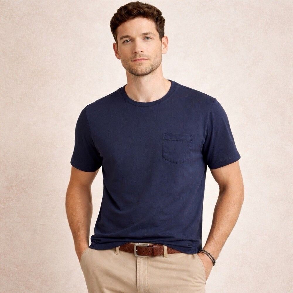 J Crew Pocket T Shirt Mens M Navy Broken In Cotton Tee Crewneck Minimalist AH920